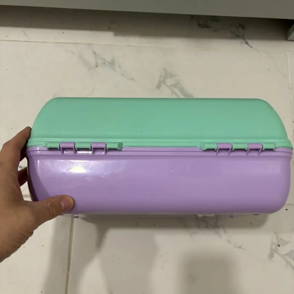 Caboodles On the Go Girl Seafoam over Lavendar Makeup‎ Carrying Case Retro 80's